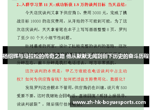 杨绍辉与马拉松的传奇之路 他从默默无闻到创下历史的奋斗历程